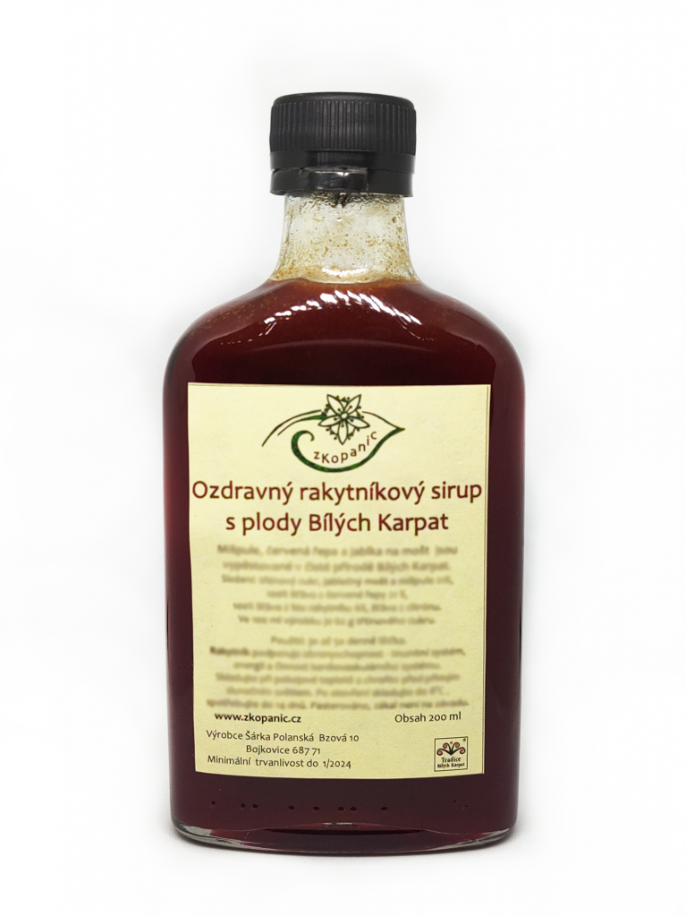 Ozdravný rakytníkový sirup s plody Bílých Karpat