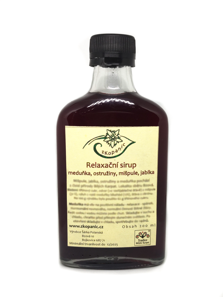 Relaxační sirup meduňka s ostružinami, mišpulí a jablkem